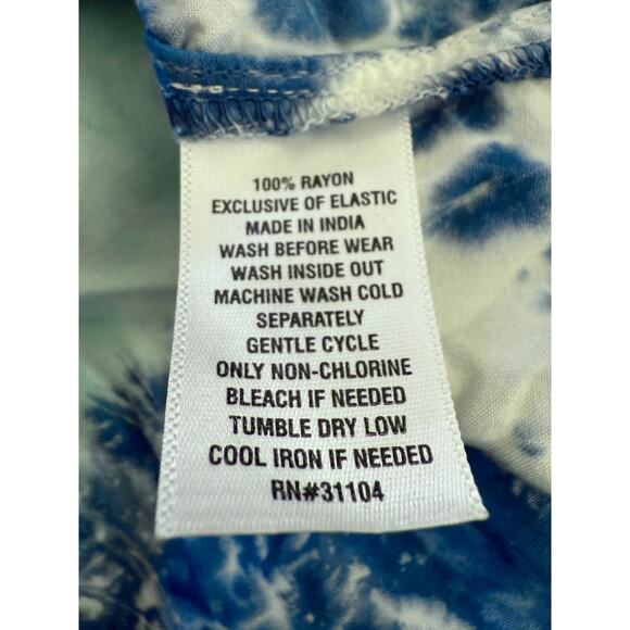 Crown & Ivy 3X Tie-Dye Peasant Tunic Top Blue White Boho Long Sleeve - Picture 5 of 6
